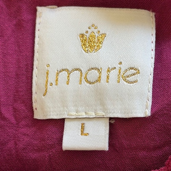 J. Marie Cotton Embroidered Ruffle Sleeve Popover Dress L Magenta/Berry - Picture 6 of 6